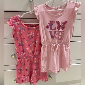 btween Pink Floral/Sequence Romper Set-Size 6